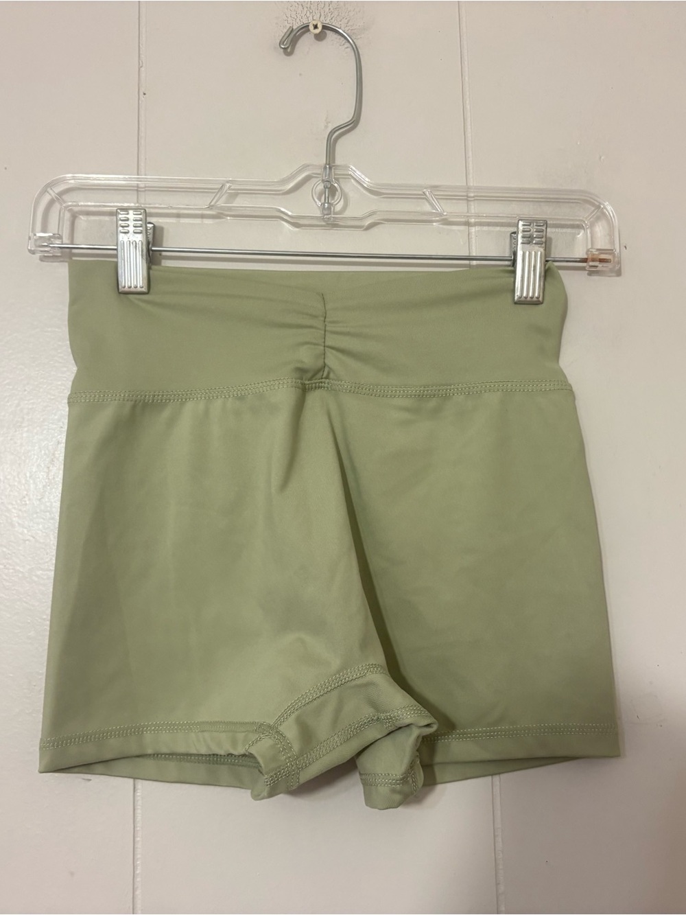 PAC 1980 Green High Rise Biker Shorts Size S Sage Activewear Yoga Gym
